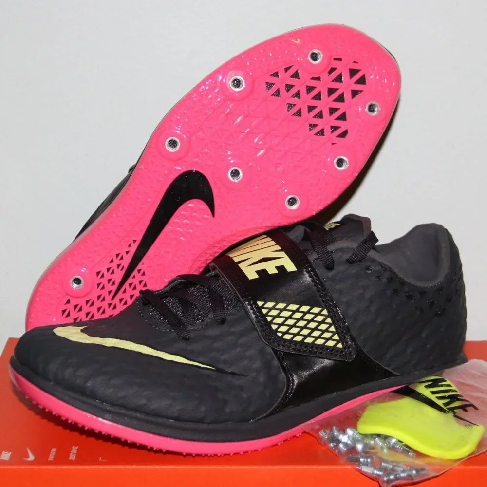 Nike High Jump Elite Track Shoes Men 9 Black Pink Lemon